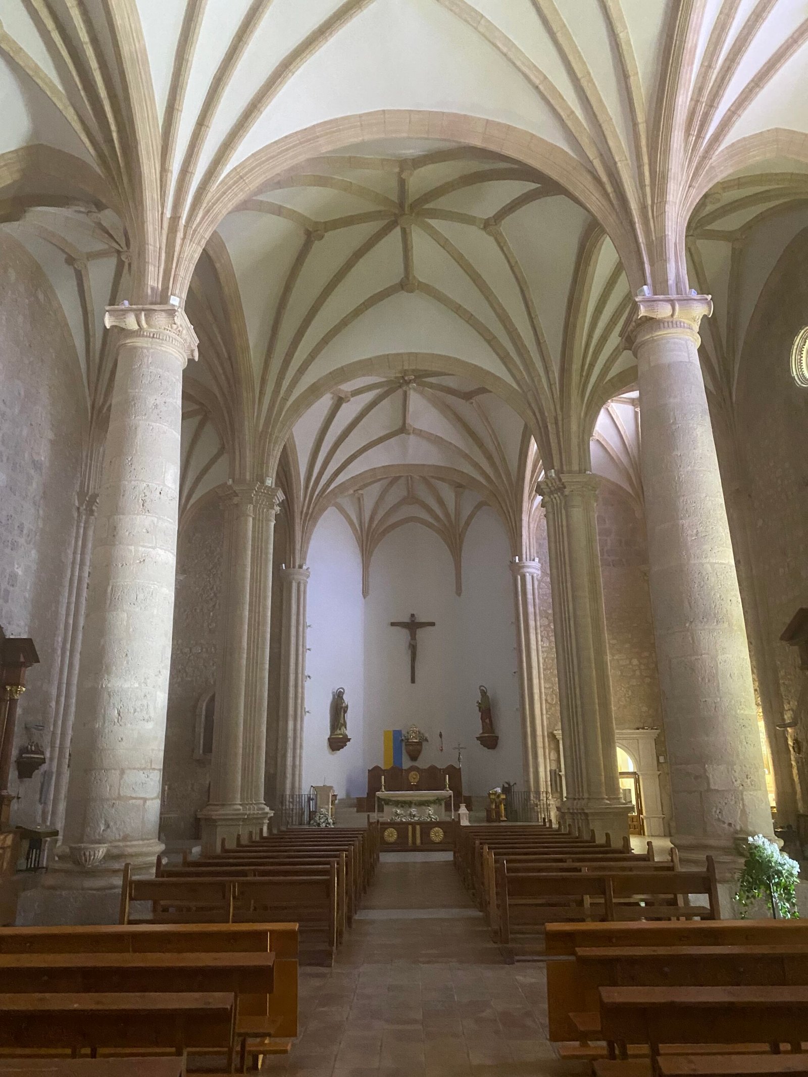 The vaulted ceilings inside El Provencio's medieval church.